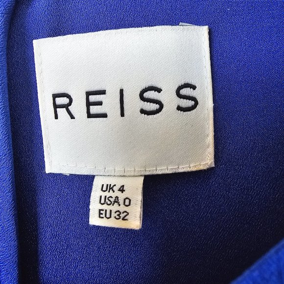 Reiss Vibrant Blue Mesh Panel Dress Size USA 0 - Picture 4 of 6